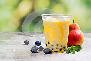 Homemade bubble tea with tapioca pearls