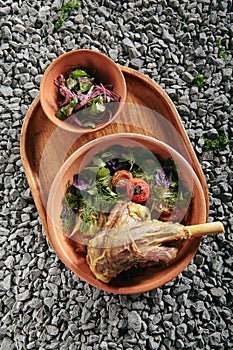 Homemade Buglama or Shin of Lamb with Vegetables and Fragrant Herbs