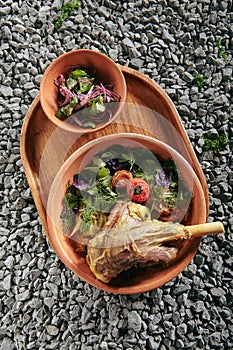 Homemade Buglama or Shin of Lamb with Vegetables and Fragrant Herbs photo