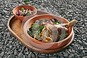 Homemade Buglama or Shin of Lamb with Vegetables and Fragrant Herbs photo