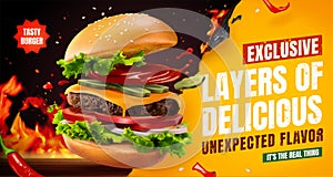 Homemade burger ad banner