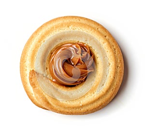 Homemade butter cookie with caramel