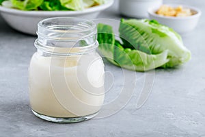 Homemade Caesar Salad Dressing in glass jar