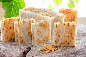 Homemade calendula natural herbal soap