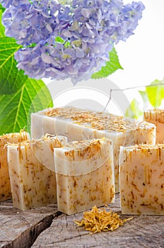 Homemade calendula natural herbal soap