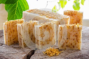 Homemade calendula natural herbal soap