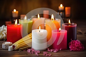 homemade candles surrounded by wax and wicks