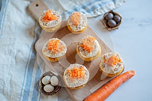 Homemade Carrot Cupcakes with Cream Cheese Frosting for Easter