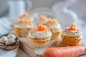 Homemade Carrot Cupcakes with Cream Cheese Frosting for Easter