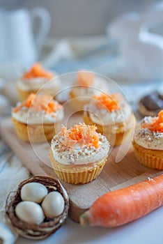 Homemade Carrot Cupcakes with Cream Cheese Frosting for Easter