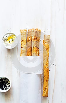 Homemade cheese bread sticks