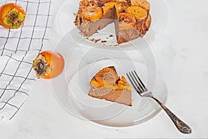 Homemade cheesecake with persimmon