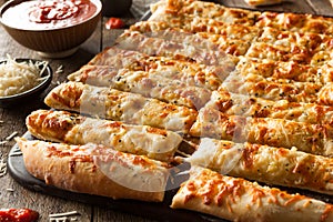 Homemade Cheesy Breadsticks with Marinara