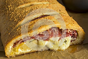 Homemade Cheesy and Meaty Italian Stromboli