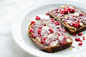 Homemade chia seeds jam toasts