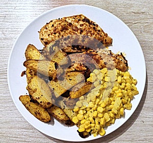 Homemade chicken and wedges