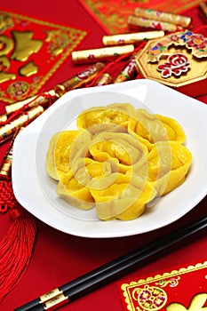 Homemade chinese gold ingot dumplings