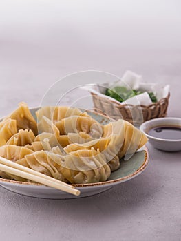 Homemade chinese and korean steamed dumplings