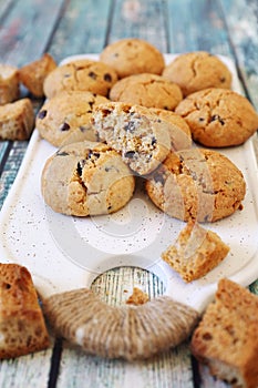 Homemade chocolate chip cookies from stale bread