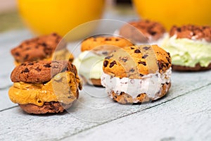 Homemade chocolate chip ice cream cookies