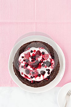 Homemade Chocolate Cloud Cake with Summer Berries