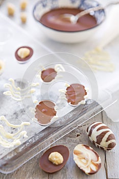 Homemade chocolate Easter eggs