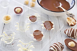 Homemade chocolate Easter eggs