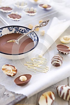 Homemade chocolate Easter eggs