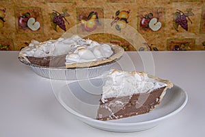 Homemade chocolate meringue pie