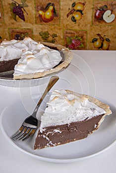 Homemade chocolate meringue pie