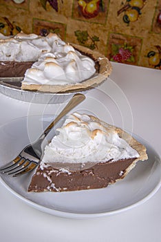 Homemade chocolate meringue pie