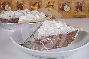 Homemade chocolate meringue pie