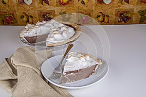 Homemade chocolate meringue pie