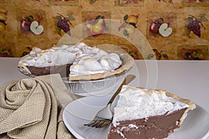 Homemade chocolate meringue pie