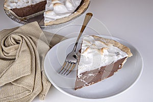 Homemade chocolate meringue pie