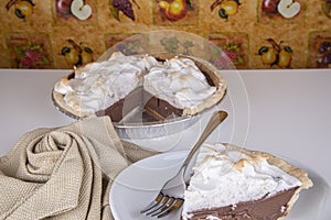 Homemade chocolate meringue pie