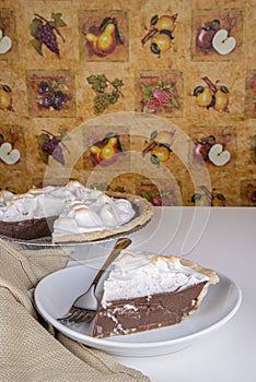 Homemade chocolate meringue pie