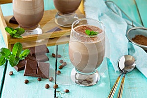 Homemade chocolate-nut mousse. Dessert Italy