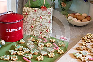 Homemade Christmas baking ready to be put into a cookie tin and wrapped for Christmas