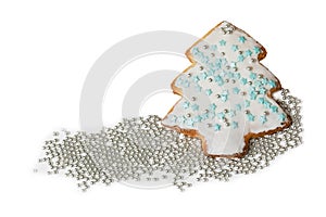 Homemade christmas cookie on a white background
