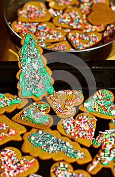 Homemade christmas cookies in baking dishes