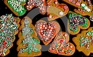 Homemade christmas cookies on a dark table