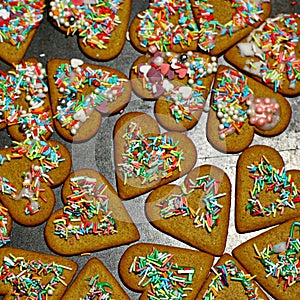 Homemade christmas cookies on a dark table