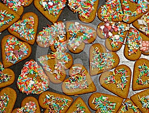 Homemade christmas cookies on a dark table