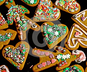 Homemade christmas cookies on a dark table