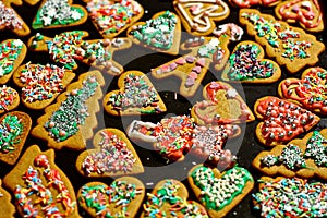 Homemade christmas cookies on a dark table