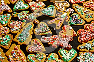 Homemade christmas cookies on a dark table