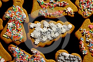 Homemade christmas cookies on a dark table