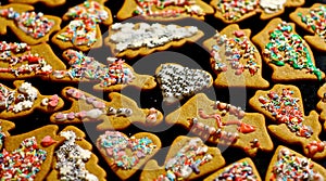 Homemade christmas cookies on a dark table