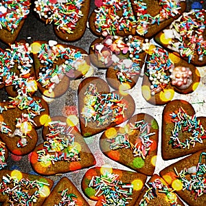 Homemade christmas cookies on a dark table